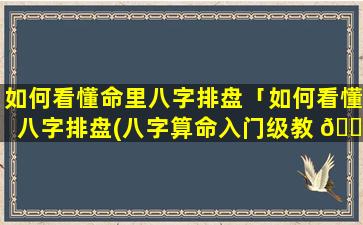 如何看懂命里八字排盘「如何看懂八字排盘(八字算命入门级教 🌾 程)精编版」